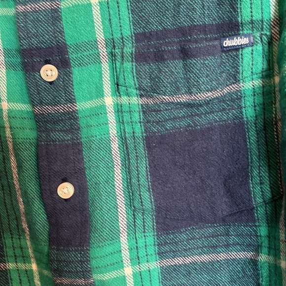 Chubbies men’s blue and green button down flannel shirt size medium - Picture 3 of 9